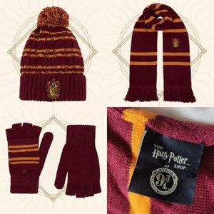 Harry Potter Gryffindor Knitted Hat + Mittens + Scarf Set | King's Cross London